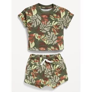 Old Navy Jungle Grove Unisex Knit T-Shirt & Shorts Set Size 18-24 Months